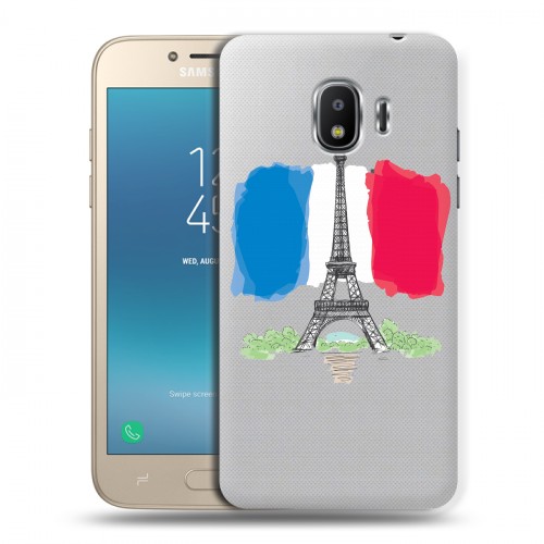 Полупрозрачный дизайнерский пластиковый чехол для Samsung Galaxy J2 (2018) Флаг Франции