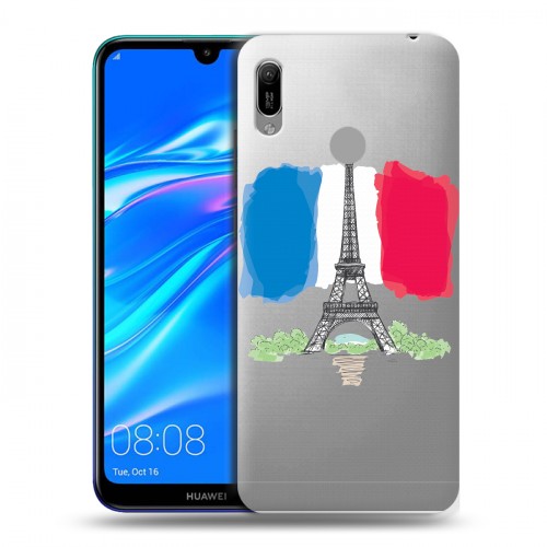 Полупрозрачный дизайнерский пластиковый чехол для Huawei Y6 (2019) Флаг Франции