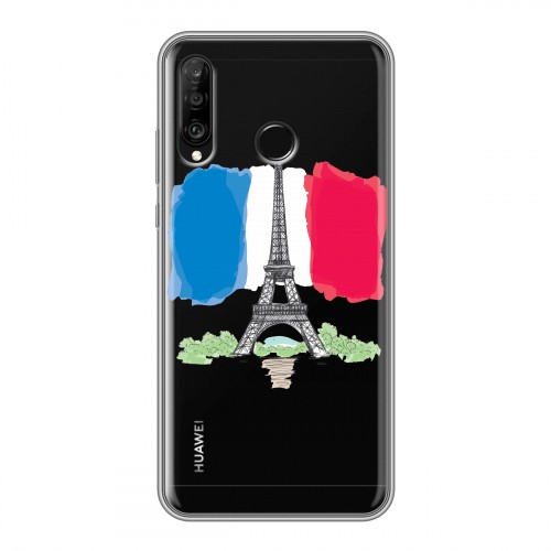 Полупрозрачный дизайнерский силиконовый чехол для Huawei P30 Lite Флаг Франции