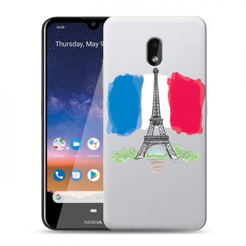 Полупрозрачный дизайнерский пластиковый чехол для Nokia 2.2 Флаг Франции