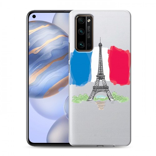 Полупрозрачный дизайнерский силиконовый с усиленными углами чехол для Huawei Honor 30 Флаг Франции