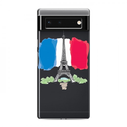 Полупрозрачный дизайнерский силиконовый с усиленными углами чехол для Google Pixel 6 Флаг Франции