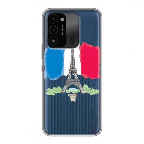 Полупрозрачный дизайнерский пластиковый чехол для Tecno Spark Go 2022 Флаг Франции