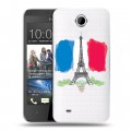 Полупрозрачный дизайнерский силиконовый чехол для HTC Desire 300 Флаг Франции