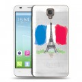 Полупрозрачный дизайнерский пластиковый чехол для Alcatel One Touch Idol 2 S Флаг Франции