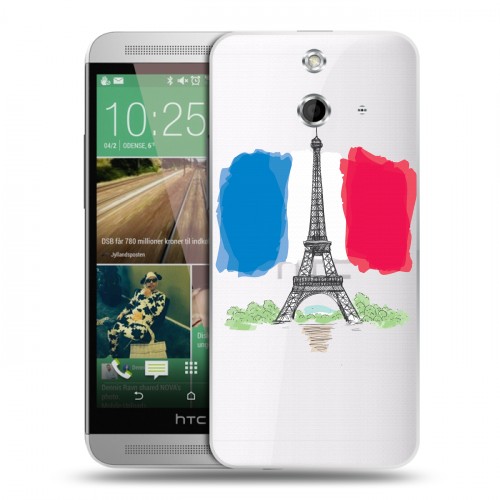 Полупрозрачный дизайнерский пластиковый чехол для HTC One E8 Флаг Франции