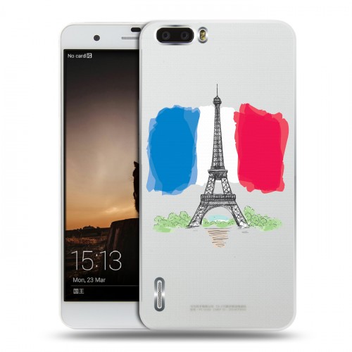 Полупрозрачный дизайнерский пластиковый чехол для Huawei Honor 6 Plus Флаг Франции