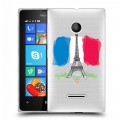 Полупрозрачный дизайнерский пластиковый чехол для Microsoft Lumia 435 Флаг Франции