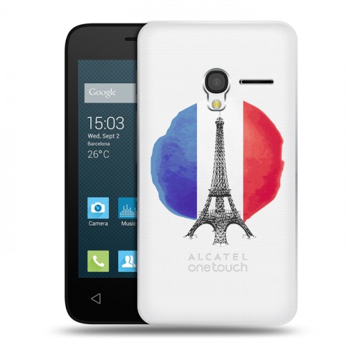 Полупрозрачный дизайнерский пластиковый чехол для Alcatel One Touch Pixi 3 (4.0) Флаг Франции