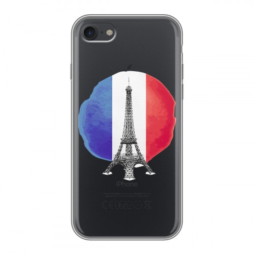 Полупрозрачный дизайнерский силиконовый с усиленными углами чехол для Iphone 7 Флаг Франции