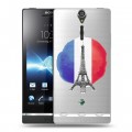 Полупрозрачный дизайнерский пластиковый чехол для Sony Xperia S Флаг Франции