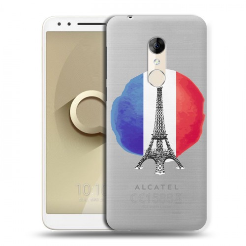 Полупрозрачный дизайнерский пластиковый чехол для Alcatel 3 Флаг Франции