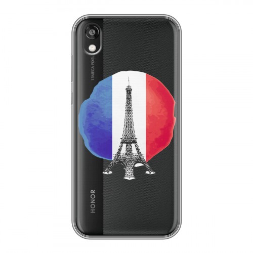 Полупрозрачный дизайнерский силиконовый с усиленными углами чехол для Huawei Honor 8s Флаг Франции