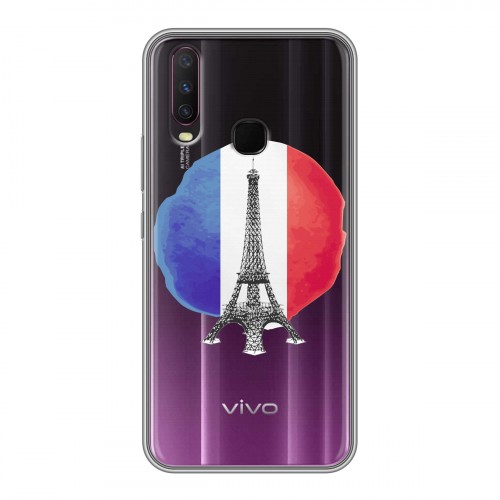 Полупрозрачный дизайнерский силиконовый с усиленными углами чехол для Vivo Y17 Флаг Франции
