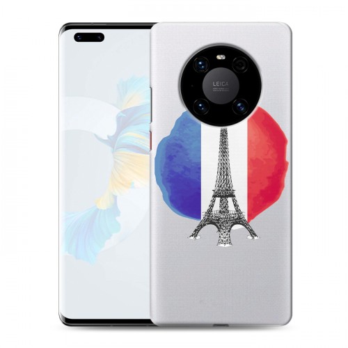 Полупрозрачный дизайнерский пластиковый чехол для Huawei Mate 40 Pro Флаг Франции