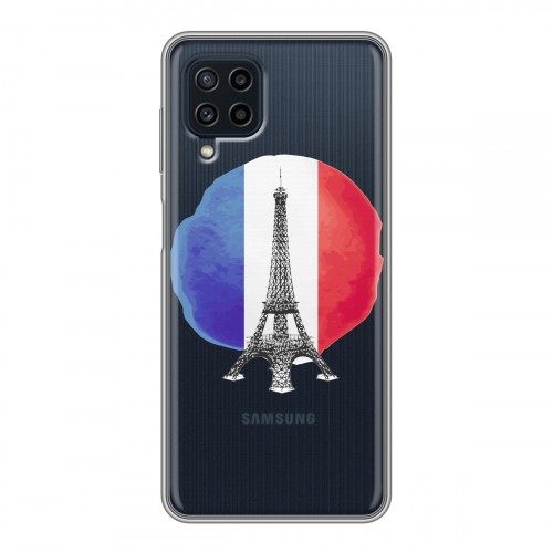 Полупрозрачный дизайнерский пластиковый чехол для Samsung Galaxy A22 Флаг Франции