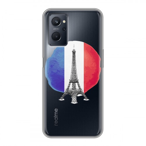 Полупрозрачный дизайнерский силиконовый с усиленными углами чехол для Realme 9i Флаг Франции