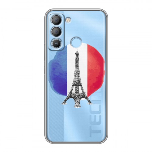 Полупрозрачный дизайнерский силиконовый чехол для Tecno Pop 5 LTE Флаг Франции