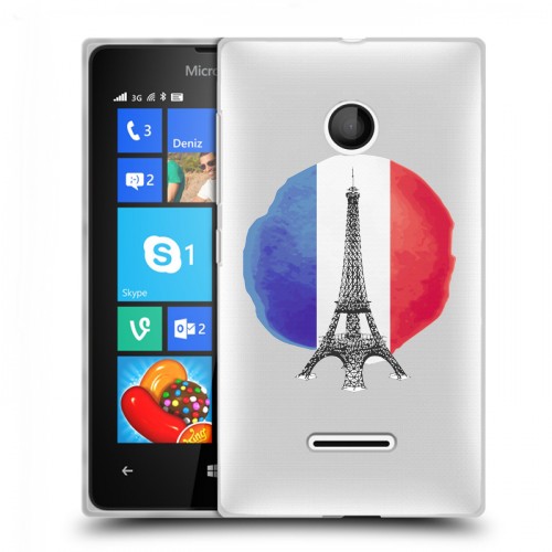 Полупрозрачный дизайнерский пластиковый чехол для Microsoft Lumia 435 Флаг Франции