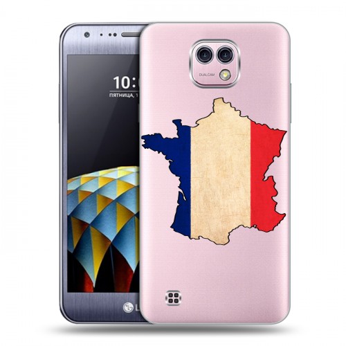 Полупрозрачный дизайнерский пластиковый чехол для LG X cam Флаг Франции