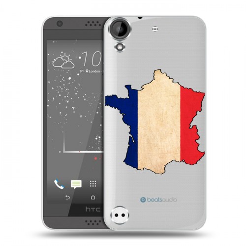 Полупрозрачный дизайнерский пластиковый чехол для HTC Desire 530 Флаг Франции