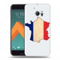 Полупрозрачный дизайнерский пластиковый чехол для HTC 10 Флаг Франции