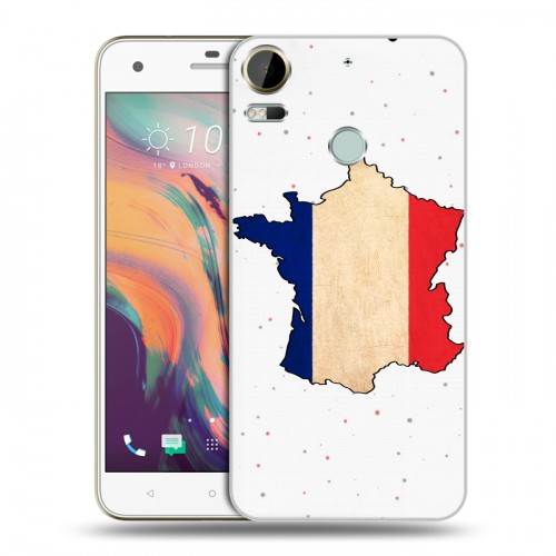Полупрозрачный дизайнерский пластиковый чехол для HTC Desire 10 Pro Флаг Франции