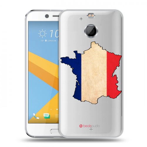 Полупрозрачный дизайнерский пластиковый чехол для HTC 10 evo Флаг Франции
