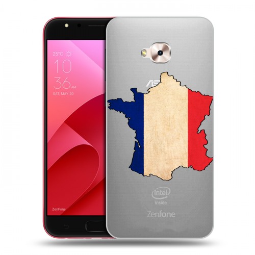 Полупрозрачный дизайнерский пластиковый чехол для ASUS ZenFone 4 Selfie Pro Флаг Франции