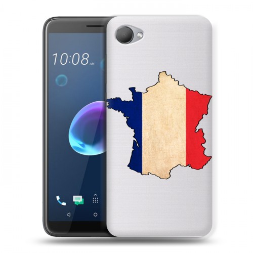 Полупрозрачный дизайнерский пластиковый чехол для HTC Desire 12 Флаг Франции