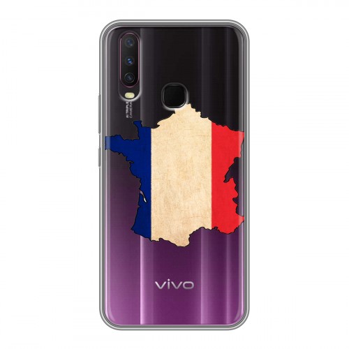 Полупрозрачный дизайнерский силиконовый чехол для Vivo Y17 Флаг Франции