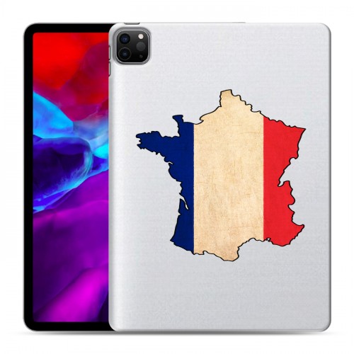 Полупрозрачный дизайнерский силиконовый с усиленными углами чехол для Ipad Pro 11 (2020) Флаг Франции