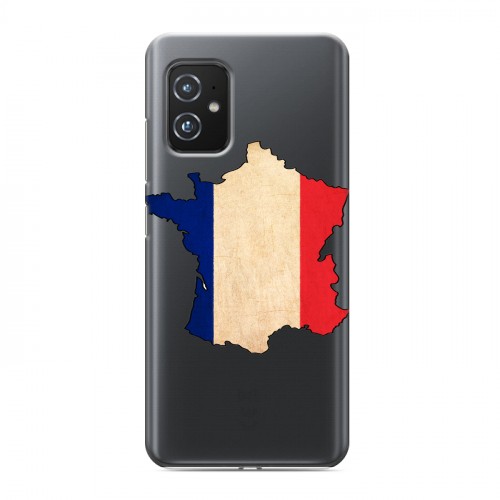 Полупрозрачный дизайнерский пластиковый чехол для ASUS ZenFone 8 Флаг Франции