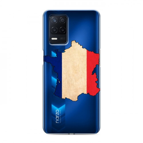 Полупрозрачный дизайнерский силиконовый чехол для Realme Narzo 30 5G Флаг Франции