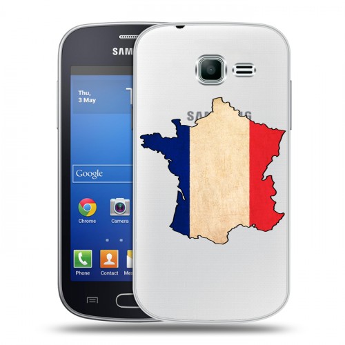 Полупрозрачный дизайнерский пластиковый чехол для Samsung Galaxy Trend Lite Флаг Франции