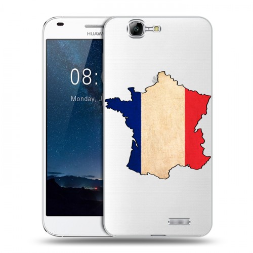 Полупрозрачный дизайнерский силиконовый чехол для Huawei Ascend G7 Флаг Франции