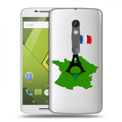 Полупрозрачный дизайнерский пластиковый чехол для Lenovo Moto X Play Флаг Франции