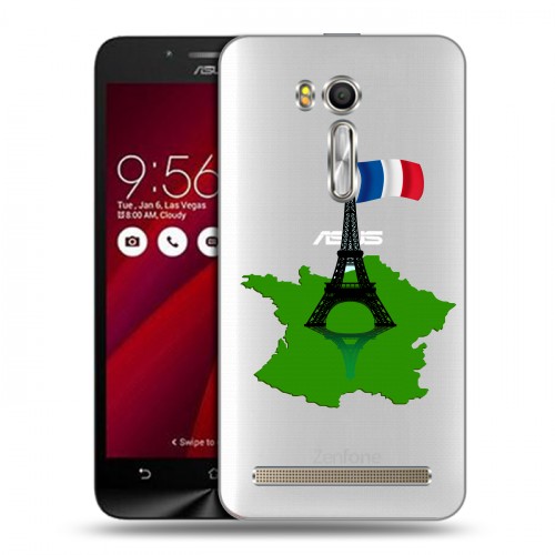 Полупрозрачный дизайнерский пластиковый чехол для ASUS Zenfone Go 5.5 Флаг Франции