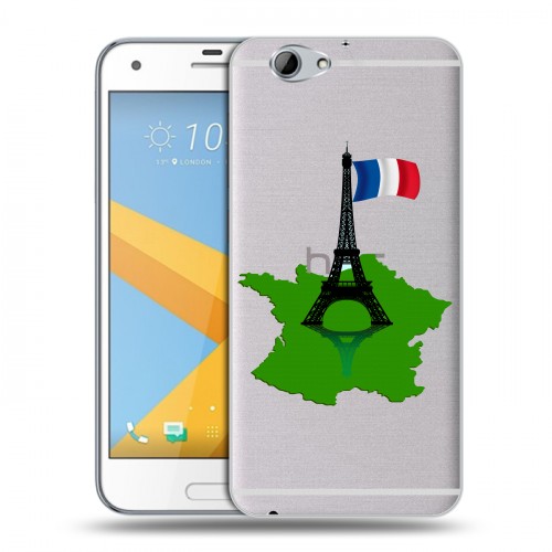 Полупрозрачный дизайнерский пластиковый чехол для HTC One A9S Флаг Франции