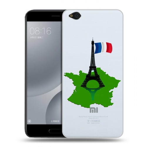 Полупрозрачный дизайнерский пластиковый чехол для Xiaomi Mi5C Флаг Франции