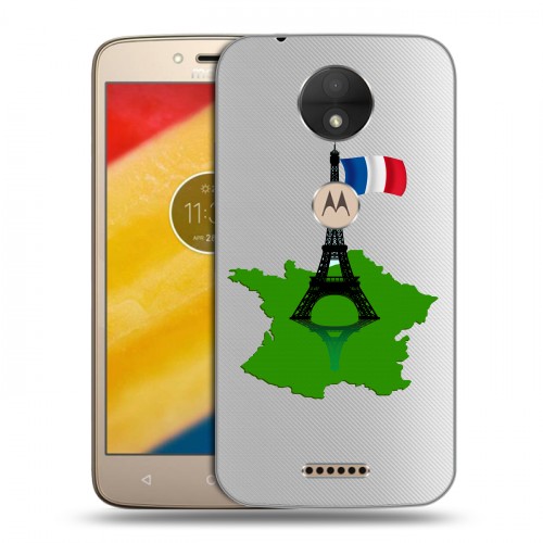 Полупрозрачный дизайнерский пластиковый чехол для Motorola Moto C Флаг Франции