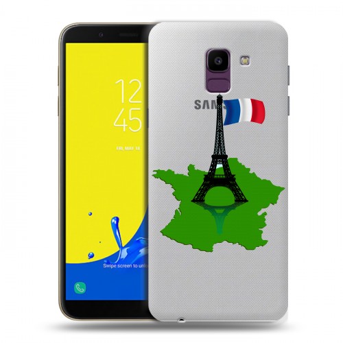 Полупрозрачный дизайнерский пластиковый чехол для Samsung Galaxy J6 Флаг Франции