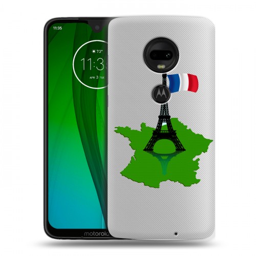 Полупрозрачный дизайнерский силиконовый чехол для Motorola Moto G7 Флаг Франции