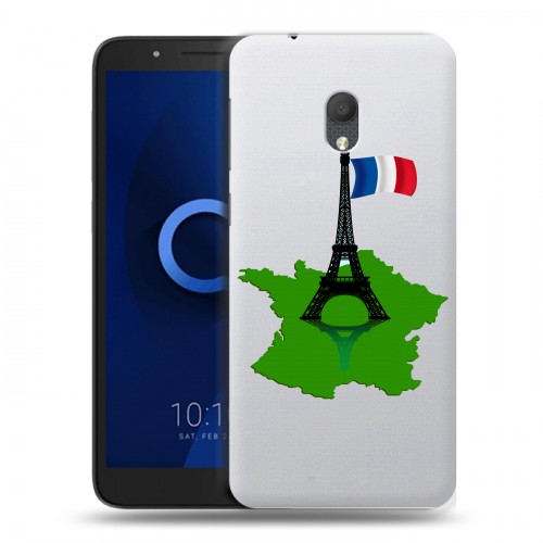 Полупрозрачный дизайнерский пластиковый чехол для Alcatel 1C (2019) Флаг Франции