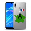 Полупрозрачный дизайнерский пластиковый чехол для Huawei Y6 (2019) Флаг Франции