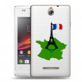 Полупрозрачный дизайнерский пластиковый чехол для Sony Xperia E Флаг Франции