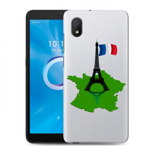 Полупрозрачный дизайнерский пластиковый чехол для Alcatel 1B (2020) Флаг Франции