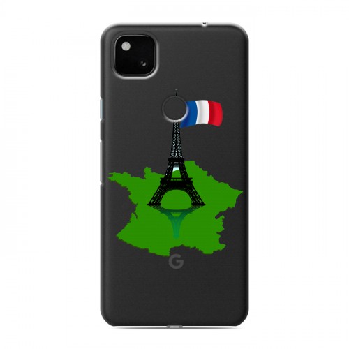Полупрозрачный дизайнерский пластиковый чехол для Google Pixel 4a Флаг Франции