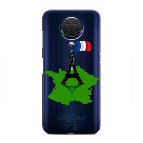 Полупрозрачный дизайнерский силиконовый с усиленными углами чехол для Nokia G20 Флаг Франции