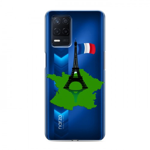 Полупрозрачный дизайнерский пластиковый чехол для Realme Narzo 30 5G Флаг Франции